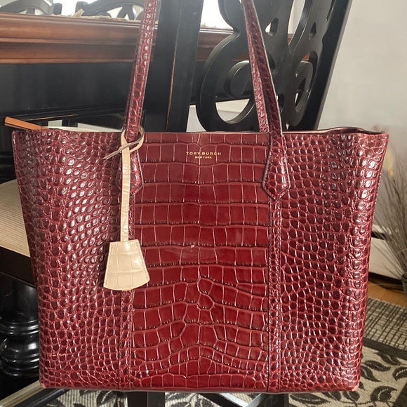 Tory Burch Handbags - Burgundy croc print briefcase Tory Burch bag